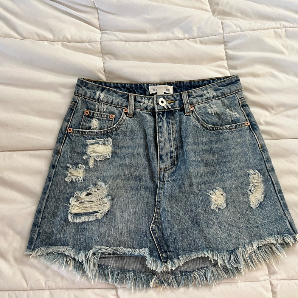 Jean distressed skirt